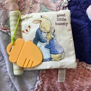 Peter Rabbit Soft Book with Teether - Blue and Orange